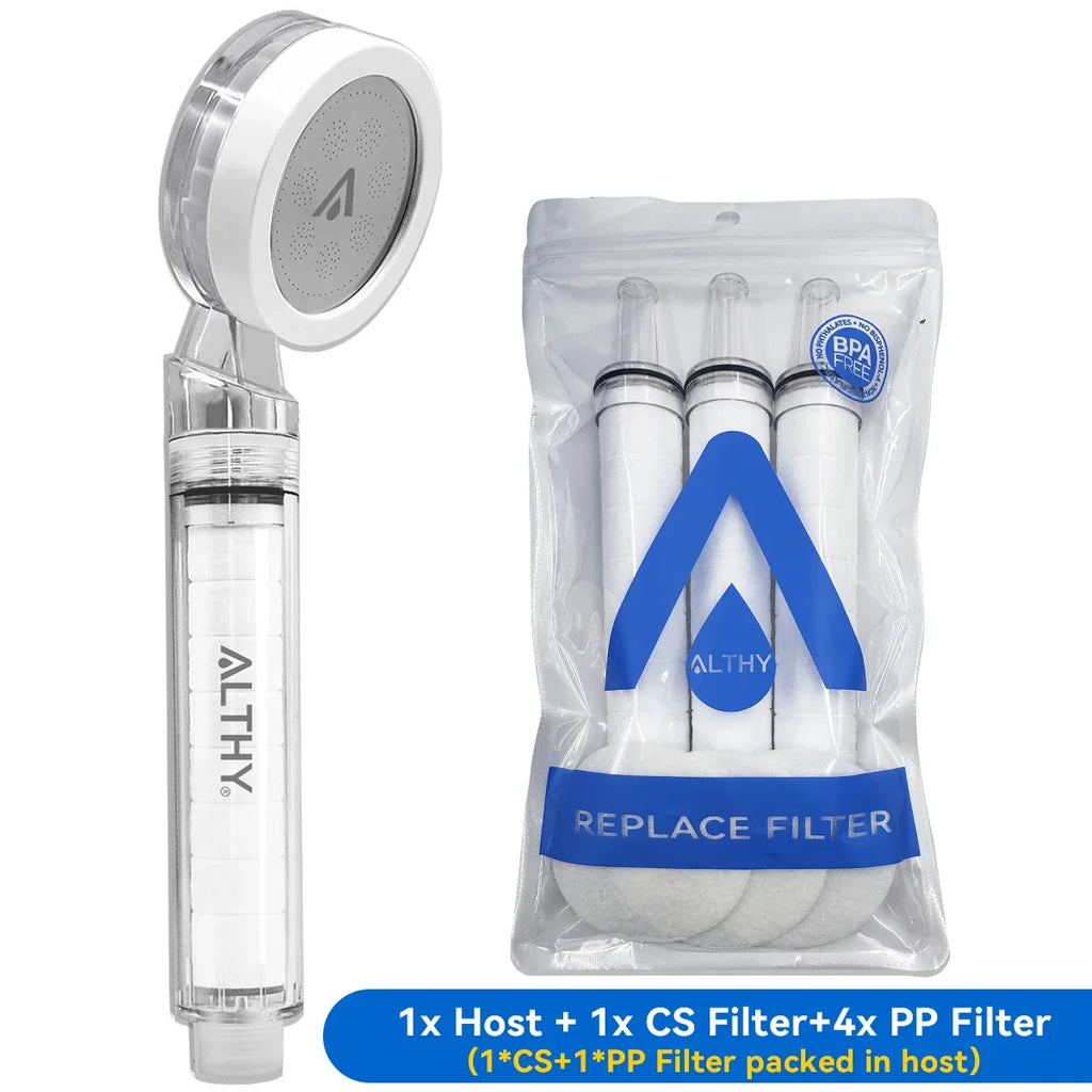 ALTHY Hochdruck-Duschkopf-Wasserfilter inkl. Filter-Paket – Weicheres Wasser für gesündere Haut & Haar